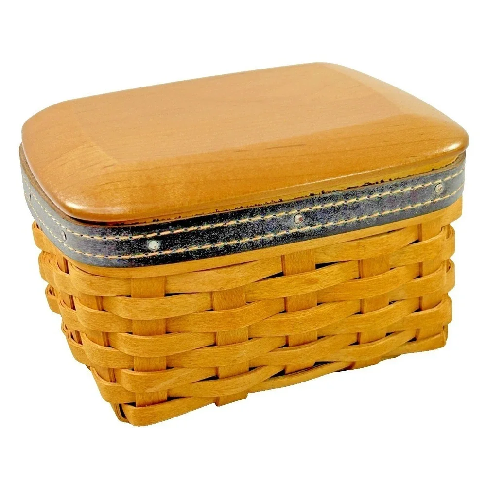 Longaberger Father's Day POCKET CHANGE Basket w/Lid‎ Protector Leather Trim 2003